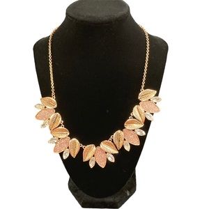 Rose gold leaf necklace 22”